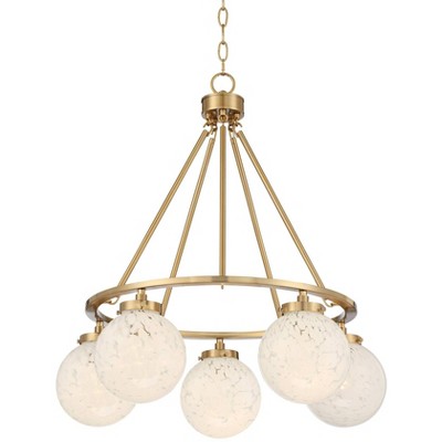 Possini Euro Design Gold Pendant Chandelier 28" Wide Mid-Century Art Glass 5-Light Fixture Dining Room Kitchen House Living Room