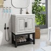 Bathroom Storage Cabinets With 2 Storage Doors, Bathroom Storage Cabinets Floor Standing With Ceramic Sink & Hot And Cold Faucet-Cuddlewood - 3 of 4