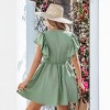 Women's Sage Green Ruffled V-Neck Dress with Tie-Front Detail - Cupshe - 4 of 4