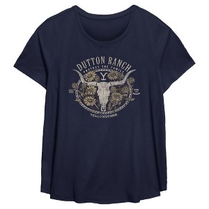 Women's Yellowstone Cow Skull and Flowers Protect The Family T-Shirt - 1 of 3