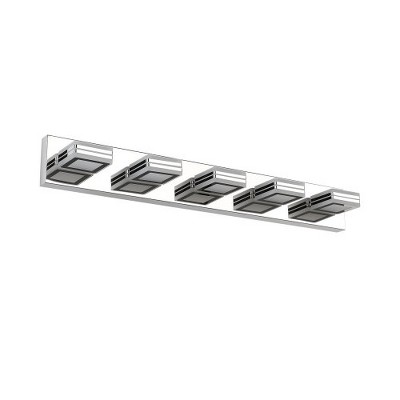 Dolonm Modern Chrome LED Vanity Light, Square Acrylic Lampshades Wall Mount Fixture for Bathroom, Mirror Lighting