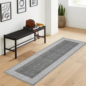 Modern Washable Geometric Bordered Area Rugs, Soft Non Slip Dinning Room Carpet for Bedroom Living Room - 1 of 4