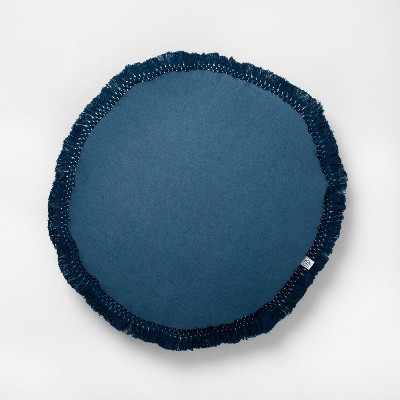 Shop 16" Tonal Round Macrame; Trim Throw Pillow Dusty Blue - Hearth & Hand with Magnolia from Target on Openhaus