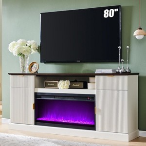SinCiDo Living Room Modern Fireplace TV Stand for up to 80" TV w/ 36" Electric Fireplace, Adjustable Shelves & Hidden Drawers,Remote Control - 1 of 4