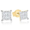 Pompeii3 1/2Ct Diamond Princess Cut Square Round Cut Lab Created Diamond Earrings Gold - 2 of 4