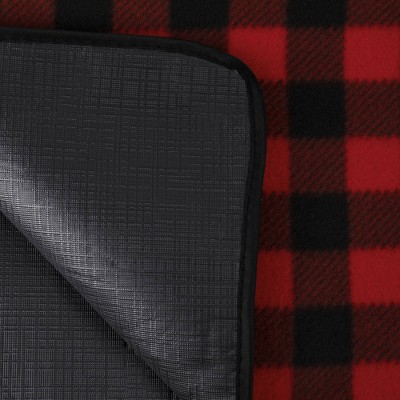 Extra Large Red and Black Checkered Fleece Picnic Blanket