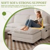 113'' Corduroy 3+1 L-Shaped Modular Sectional Sofa with Ottoman, Double-Layer Thick Cushion, Cup Holders and Storage Bags - 3 of 4