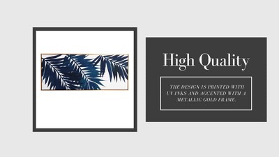 Blue Palms 19x45 Inch Canvas Wall Art with Gold Frame