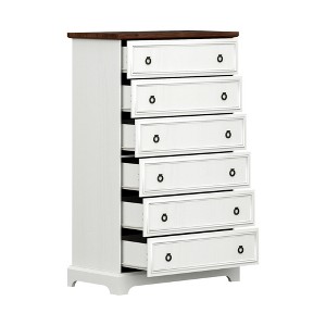 VANIRROR 6-Drawer Farmhouse Dresser, Tall White Storage Chest with Deep Drawers for Bedroom, Living Room, Entryway - 1 of 4