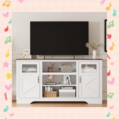 Garvee Charming 34-Inch Tall Farmhouse TV Stand with LED Lights – Enhance Your Living Room or Bedroom! Perfect for TVs Up to 65 Inches