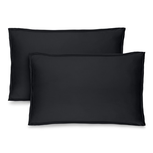 Solid Black Microfiber Standard Pillow Sham Set By Bare Home : Target