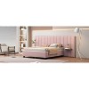 Okak Queen Size Velvet Platform Bed Frame Upholstered Modern Bed with Big Headboard & 2 shelves No Springs Required Easy to Assemble, Pink - 2 of 4