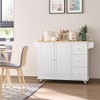 HOMCOM Mobile Kitchen Island Storage Trolley Cart on Wheels with Dropleaf Top, Towel/Spice Rack, 3 Drawers, 2-Door Cabinet - 2 of 4