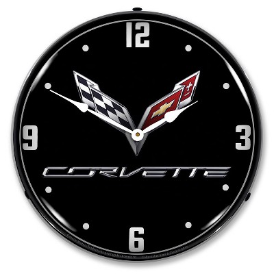 Collectable Sign & Clock | C7 Corvette Black Tie LED Wall Clock Retro/Vintage, Lighted