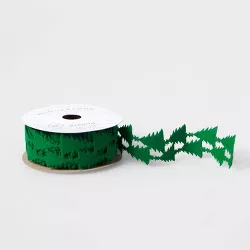 1.5" Tree Felt Fabric Ribbon Green 12ft - Wondershop™