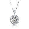 White gold plated necklace with cubic zirconia solitaire halo pendant, exuding elegance and radiance for a classic look - 3 of 3