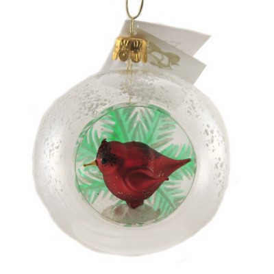 Golden Bell Collection 3.5" Clear Ball With Cardinal Christmas Ornament  -  Tree Ornaments