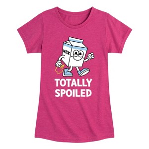 Girls' - Instant Message - Totally Spoiled Milk Carton Fart Fitted Short Sleeve Graphic T-Shirt - 1 of 4