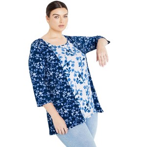 Avenue Women's Plus Size Nina Placed Top - 1 of 4