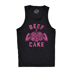 Mens Beef Cake Tanktop Funny Fitness Working Out Gym Trainer Graphic Tank Top - Crazy Dog Men's Tank Top - 1 of 4