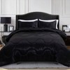 Satin Silky Soft Quilt Luxury Microfiber Bedding Thin Comforter Set, Light Weighted Black, Queen - 3 of 4