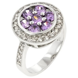 Slickblue Stunning Amethyst Purple Lily Ring - Contemporary Jewelry with Seven Amethyst Cubic Zirconia Accents - 1 of 4