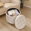 Round Storage Ottoman, Ottoman with Storage, 17.7" Dia. x 17.5" H, Sturdy Footrest with Legs, Supports 330 lb, for Living Room & Bedroom - 3 of 4