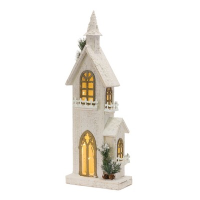 Melrose Lighted Winter Church Display 27"H