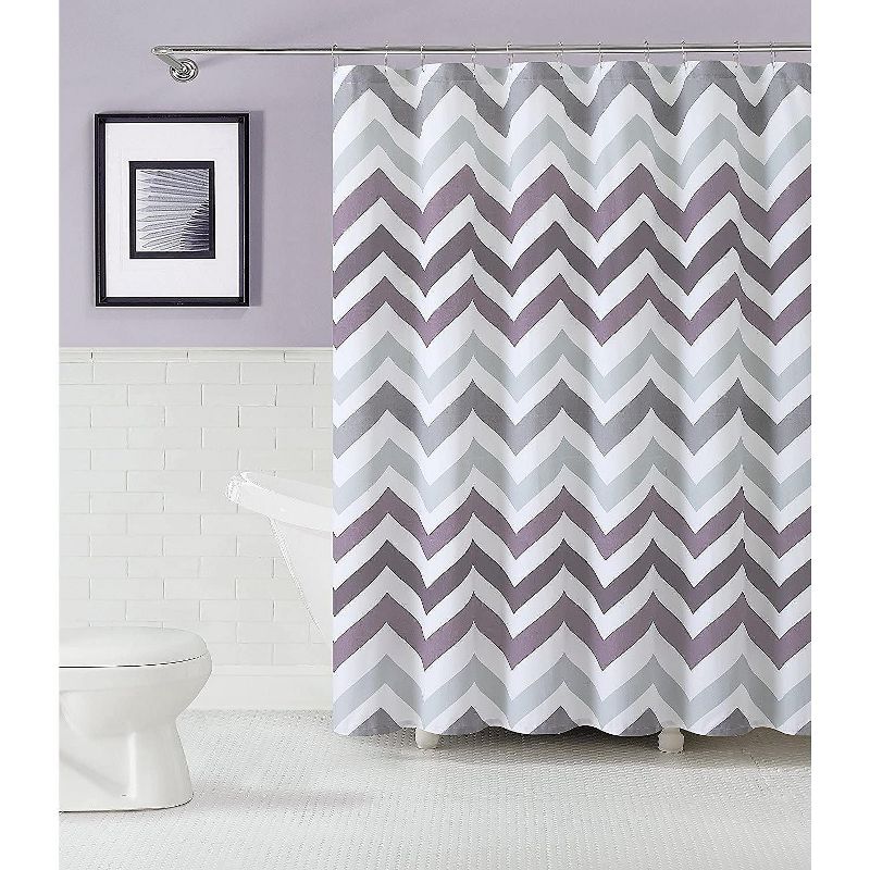 Kate Aurora 100% Cotton Modern Chevron Fabric Shower Curtain - Standard Size, 1 of 2