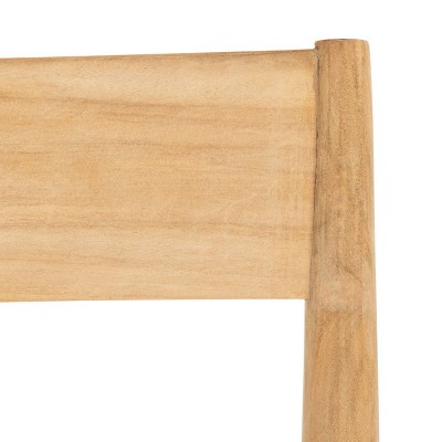 Set of 2 White Woven Leather and Teak Dining Chairs