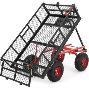 Steel Dump Utility Garden Cart, Metal Garden Cart with 180° Swivel Handle Cart and Removable Sides, for Outdoors, Gardening, Farms - 1 of 4