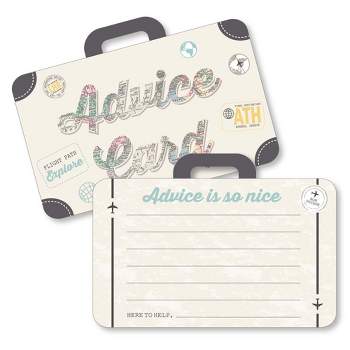 Big Dot of Happiness World Awaits - Suitcase Wish Card Travel Themed Party Activities - Shaped Advice Cards Game - Set of 20