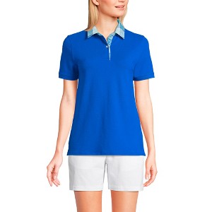 Lands' End Women's Mesh Cotton Short Sleeve Polo Shirt - 1 of 4