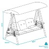 Sunnydaze Outdoor 3-Person Aluminum Patio Swing with Adjustable Canopy, Cushions and Pillow, Brown - 3 of 4