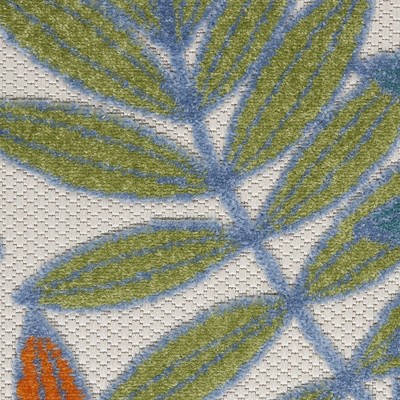 Aloha Ivory Multi-Color Leaf Pattern Indoor/Outdoor Rug 2'8" x 4'