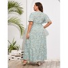 BLUEMING Summer Maxi Dress for Plus Size Women Tie Wasit Surplice Dress Flutter Sleeve A-Line Dress - 2 of 4