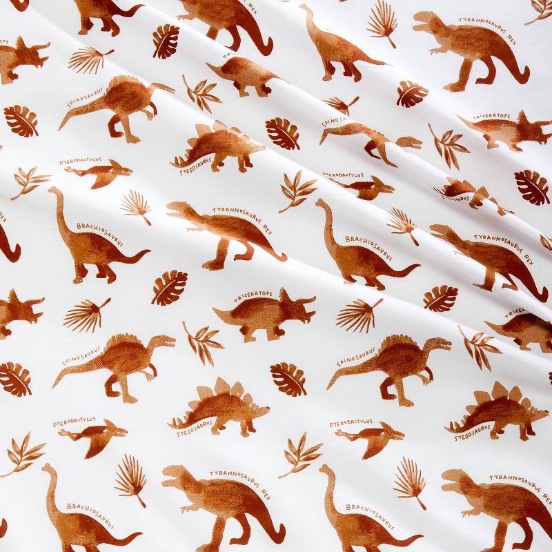 Dinosaur Cotton Kids' Sheet Set Watercolor Brown - Pillowfort™, 3 of 9