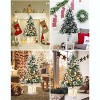 3FT Flocked Small Christmas Tree , Artificial Small Christmas Trees with Light, Multiple Pattern Bases, Outdoor Indoor for Winter Holiday Décor - 4 of 4