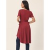 Seta T Women's Round Neck Tie Waist Asymmetrical Irregular Hem Short Sleeve Tops - 4 of 4