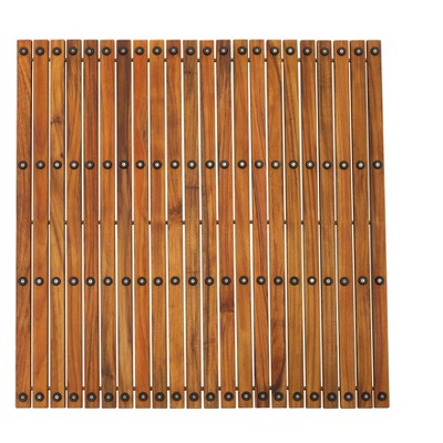 Nordic Teak 30" x 30" Oiled Shower and Bath Mat with Rubber Footing
