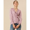 INSPIRE CHIC Women's Floral Print V Neck Tie Waist Ruffle Neck Chiffon Wrap Shirt - 2 of 4