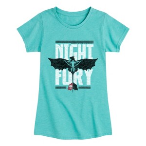 Girls' - How to Train Your Dragon - Night Fury Flight Fitted Short Sleeve Graphic T-Shirt - 1 of 4