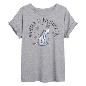 Women's - Winnie the Pooh - Eeyore Winter Is Wonderful Christmas Oversized Graphic T-Shirt - 1 of 4