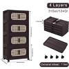 MAYEERTY 20" Side 4 Tiers Plastic Folding Storage Cabinet with Magnetic Door Wheels for Living Room Retro Brown - 4 of 4