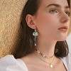 Handmade Bohemian Plum Blossom Dangle Earrings - Silver Asymmetry Drop with Green Crystal, Mother's Day Jewelry Gift - 3 of 4
