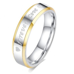 Forever Love 4 mm or 6mm Wedding Band Ring for Men or Women Two Tone Stainless Steel Ginger Lyne Collection - 1 of 4