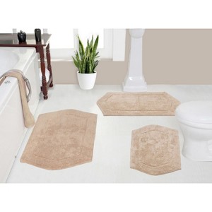 Waterford Collection Tufted Bath Rug, Extra Soft and Absorbent, Non-Slip Bath Mats, Machine Washable bath rugs for Bathroom, 3 Piece Set, Linen - 1 of 4