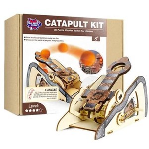 LIVEVIE 3D Wooden Catapult Kit – STEM Toy for Kids, Build & Explore Force, Trajectory, Levers, Educational Fun - 1 of 1