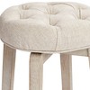 55 Downing Street Shelby White Wood Swivel Bar Stool 26" High Farmhouse Rustic Oatmeal Upholstered Cushion with Footrest for Kitchen Counter Height - 3 of 4