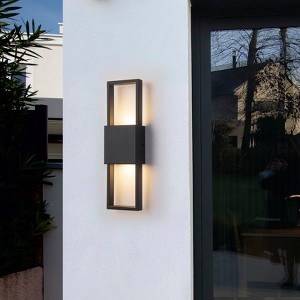 LLHZSY 15 3/4" Black Modern Integrated LED Outdoor Wall Light for Outside House, Waterproof Porch Lantern Sconce - 1 of 4